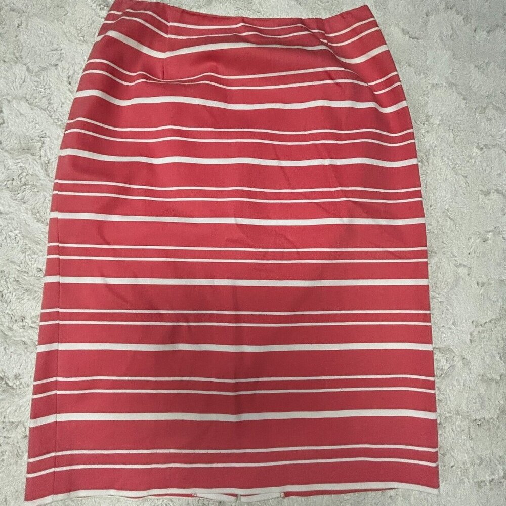 Kors Michael Kors Women's Size 6 Pink White Striped Pencil Skirt Knee Length